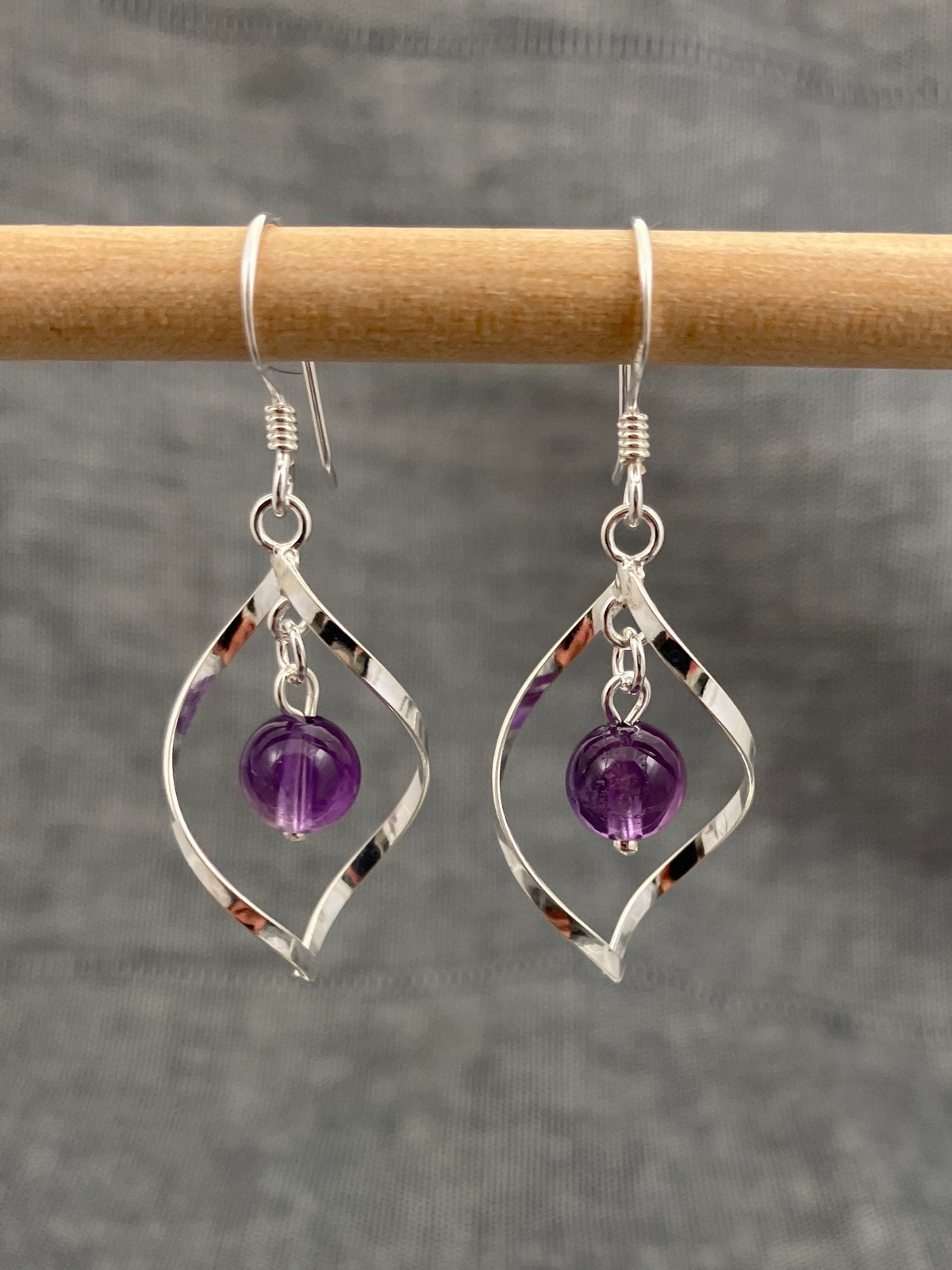 Amethyst Bead In Swirl Earrings
