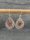 Carnelian Curly Frame Earring