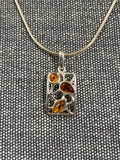 Amber Lattice Rectangle Pendant