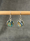 Round Teal And Goldy Earrings