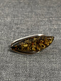 Green-gold Amber Leaf Brooch
