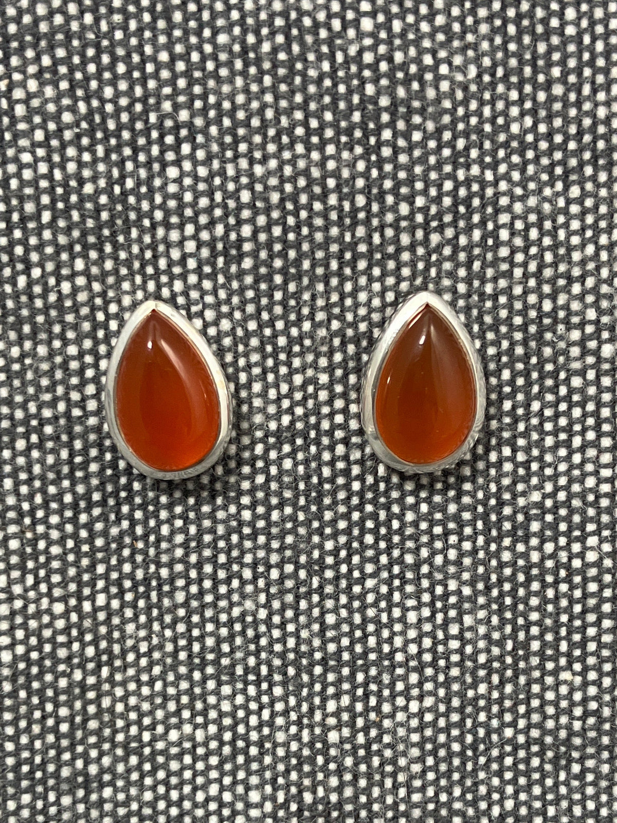 Carnelian Pear Stone Studs