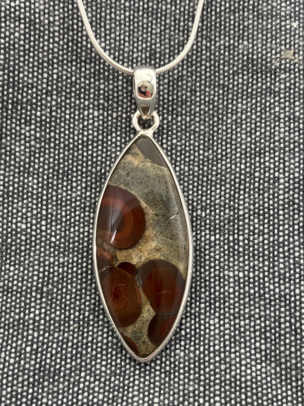 Peanut Obsidian Leaf Pendant