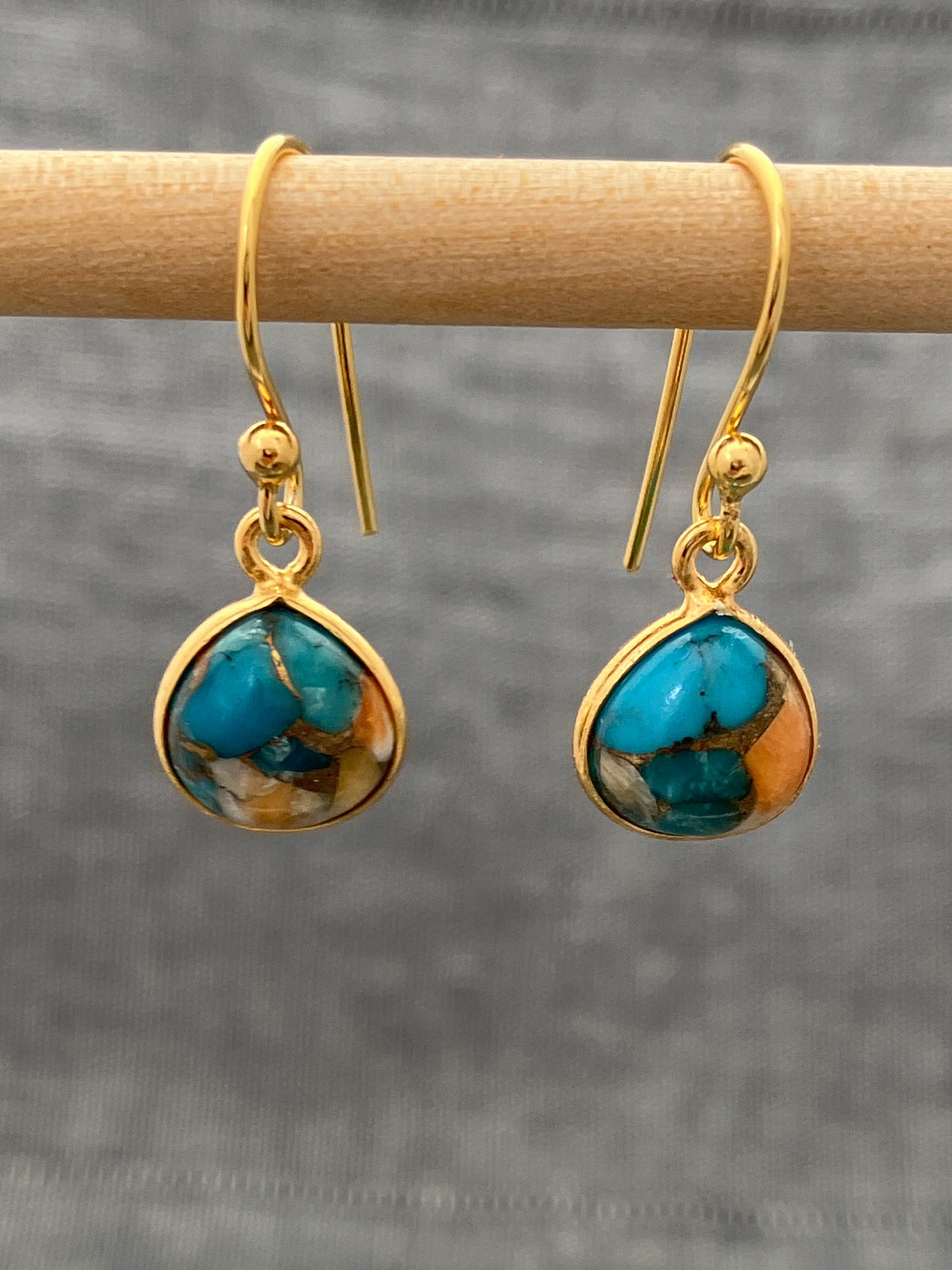 Turquoise Gold Plated Heart Set Earring