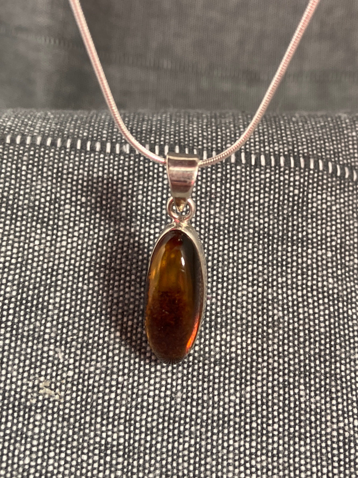 Dark Amber Long Oval Pendant