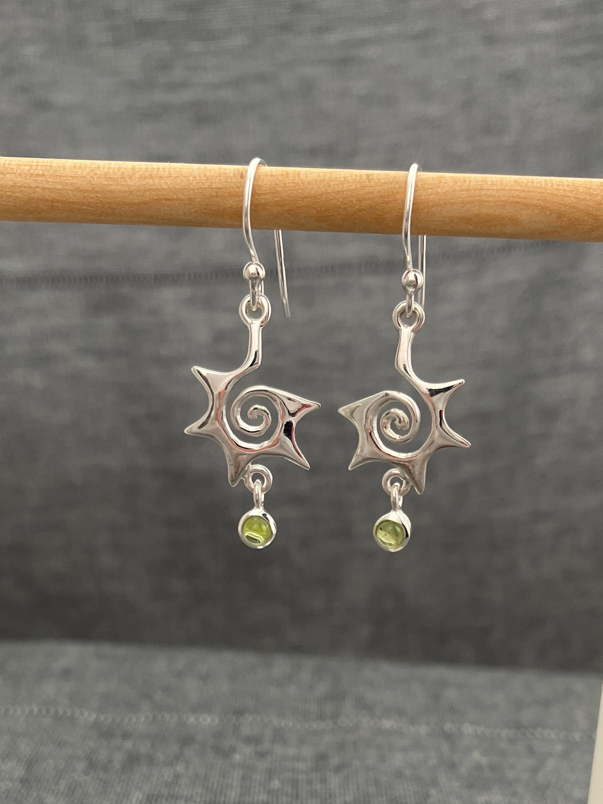 Peridot Spikey Spiral Earring
