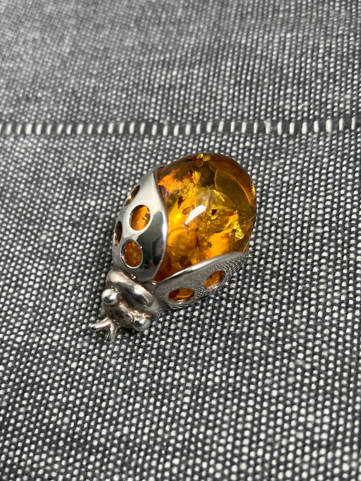 Amber Ladybird Brooch