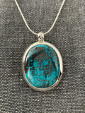 Azurite Framed Oval Pendant