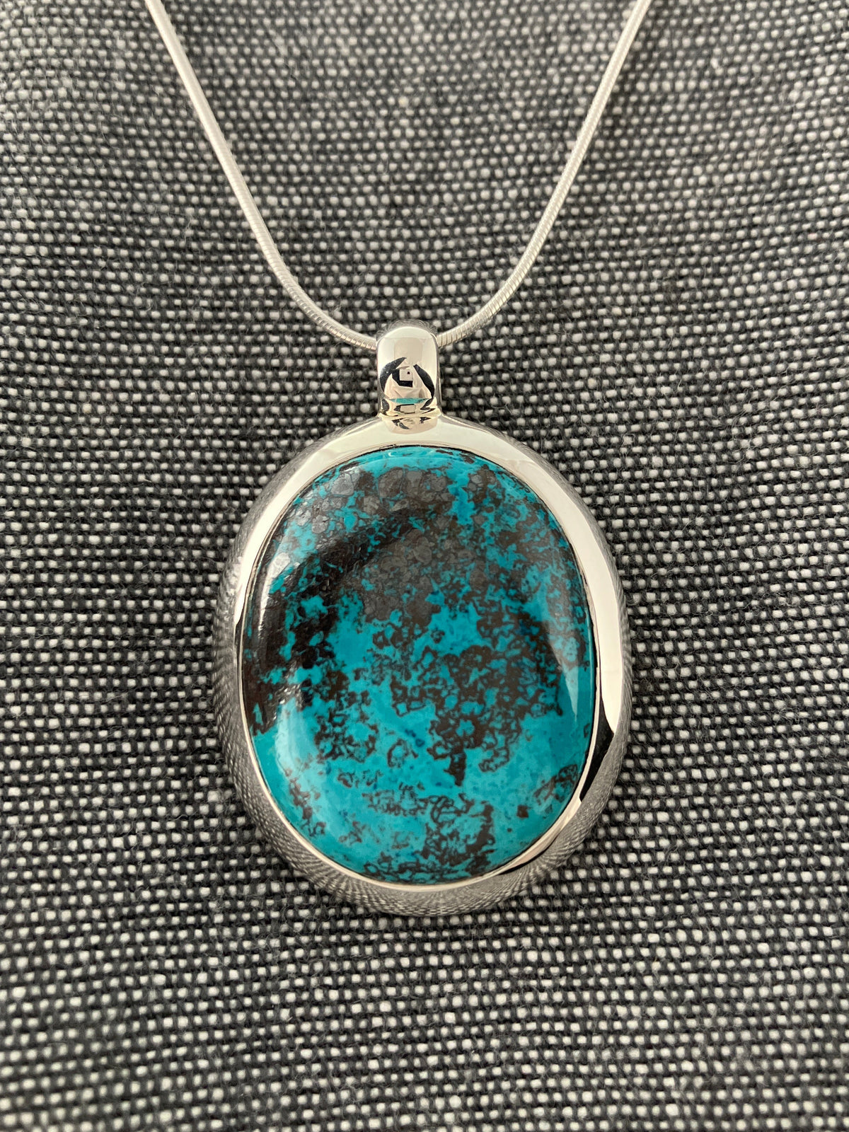 Azurite Framed Oval Pendant