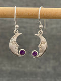 Amethyst Moonface Earring