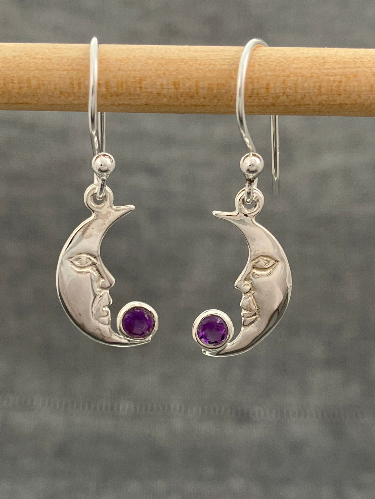 Amethyst Moonface Earring