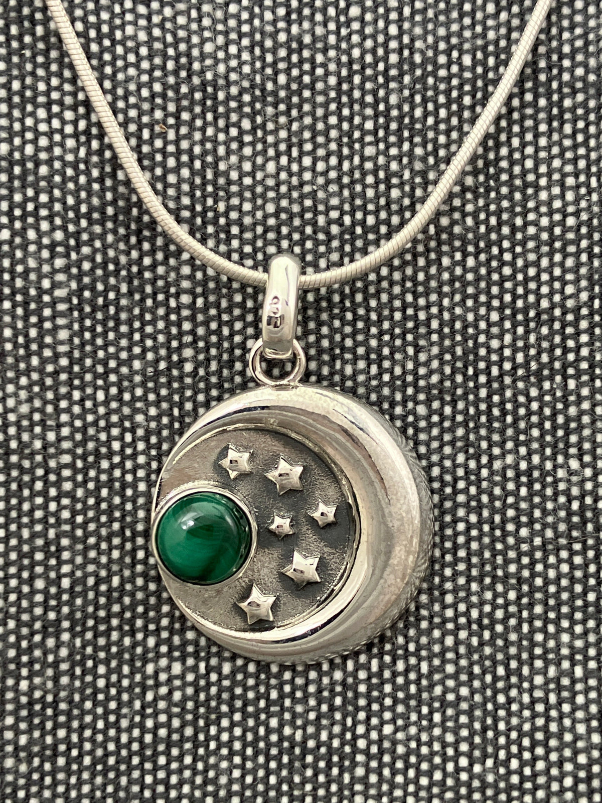 Malachite Moon Disc Pendant