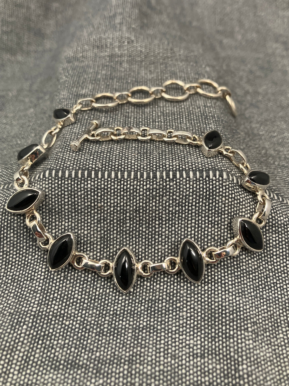 Black Onyx Leaf Bracelet