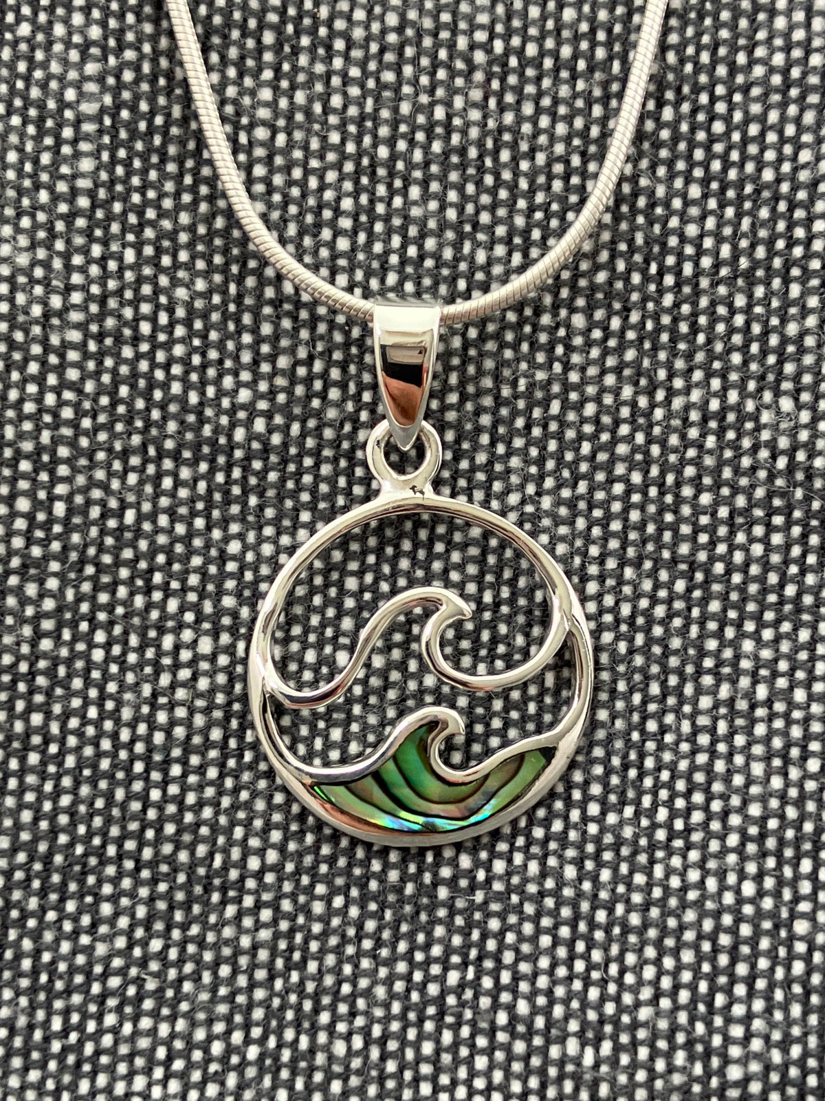 Paua Shell Double Wave Pendant