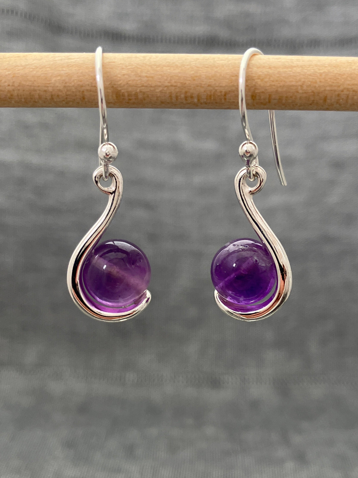 Amethyst Curled Bead Earrings