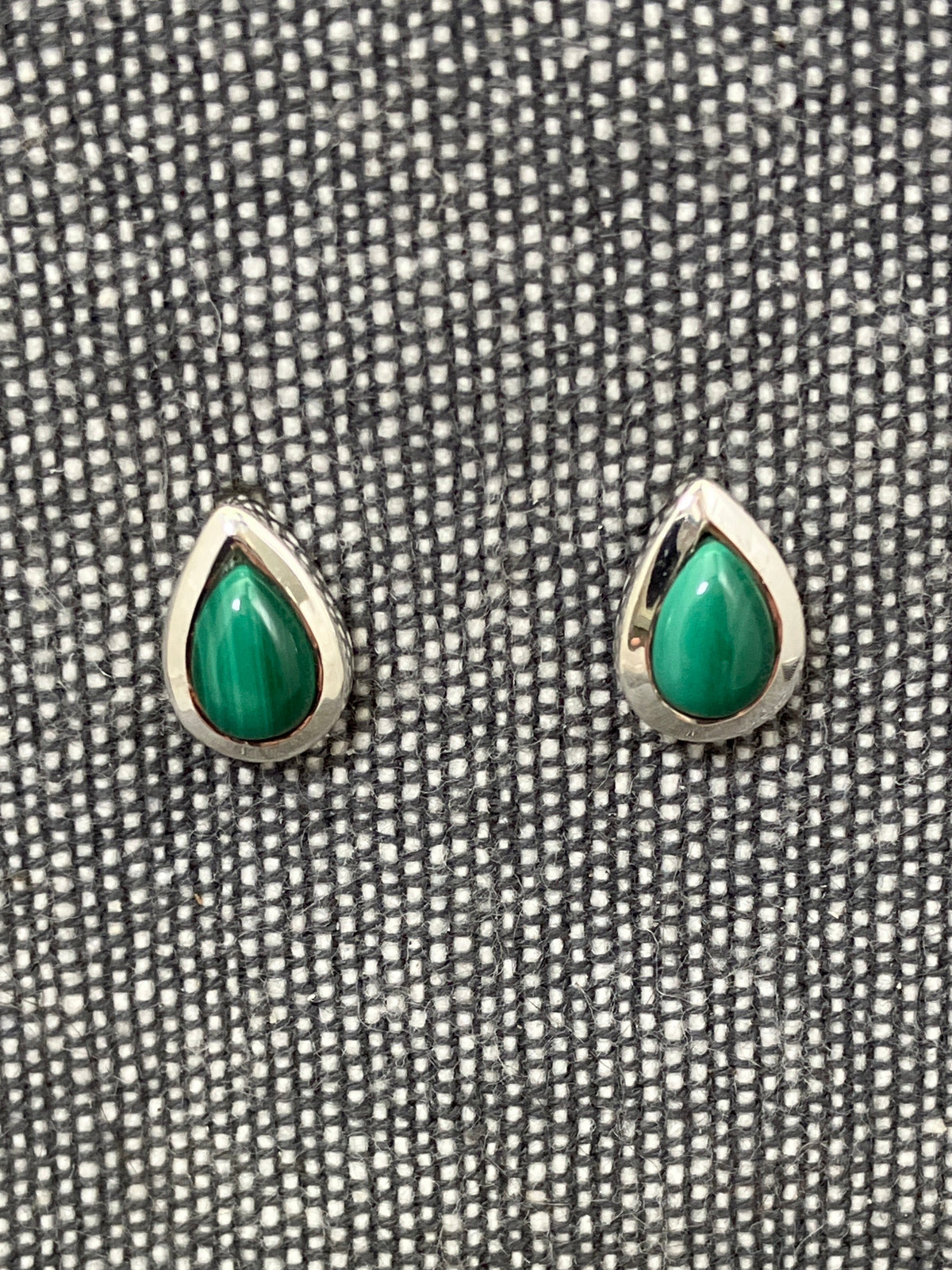 Malachite Framed Pear Studs
