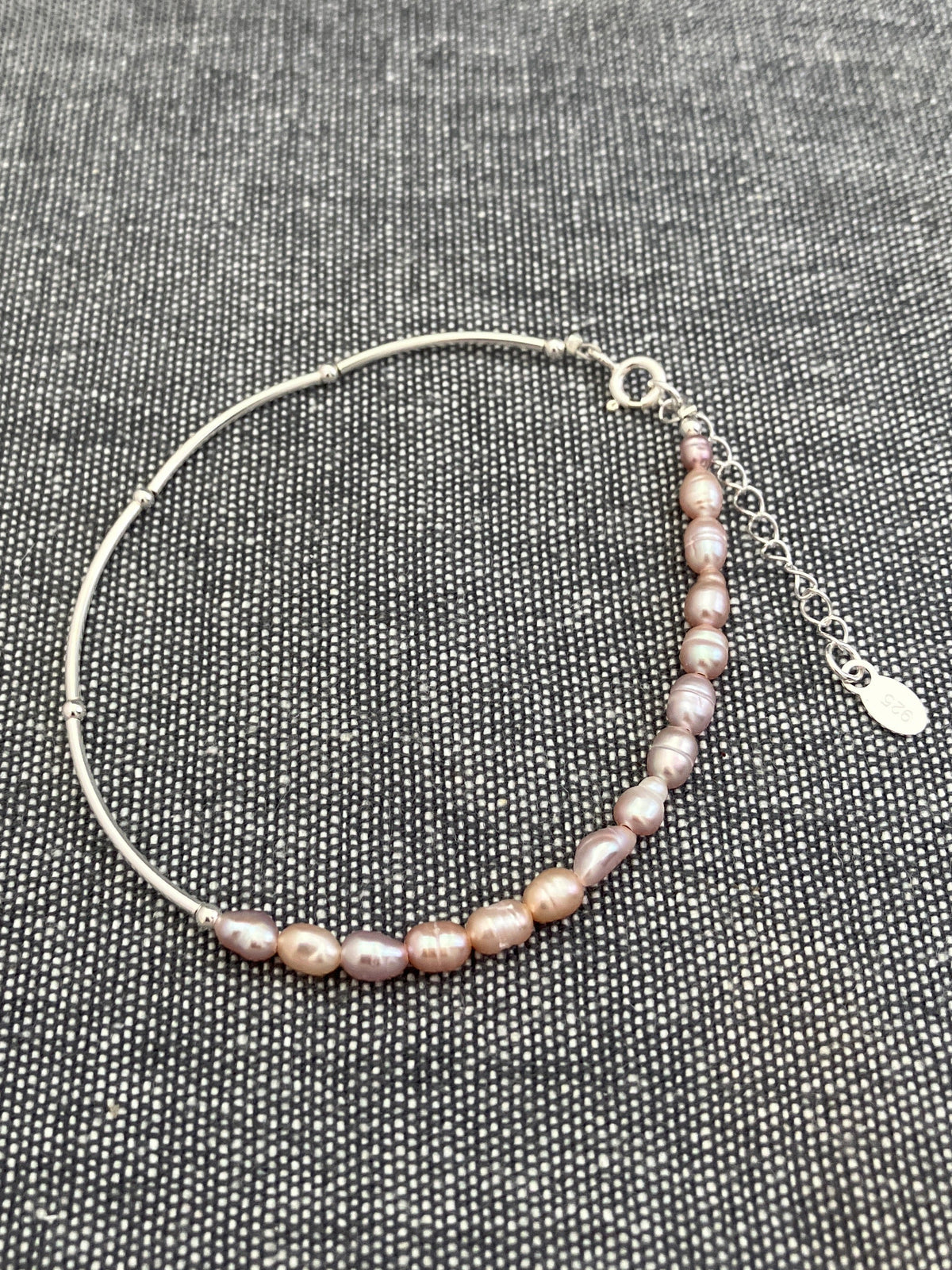 Pink Pearl And Silver Bead Bracelet