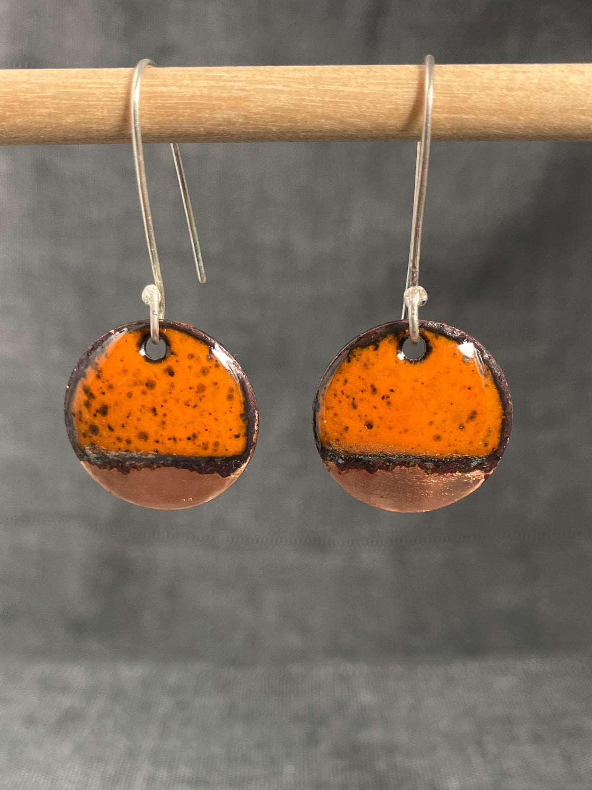 Orange Copper Tip Disc Earrings