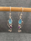 Chalcedony And Amethyst Curlicue Earring