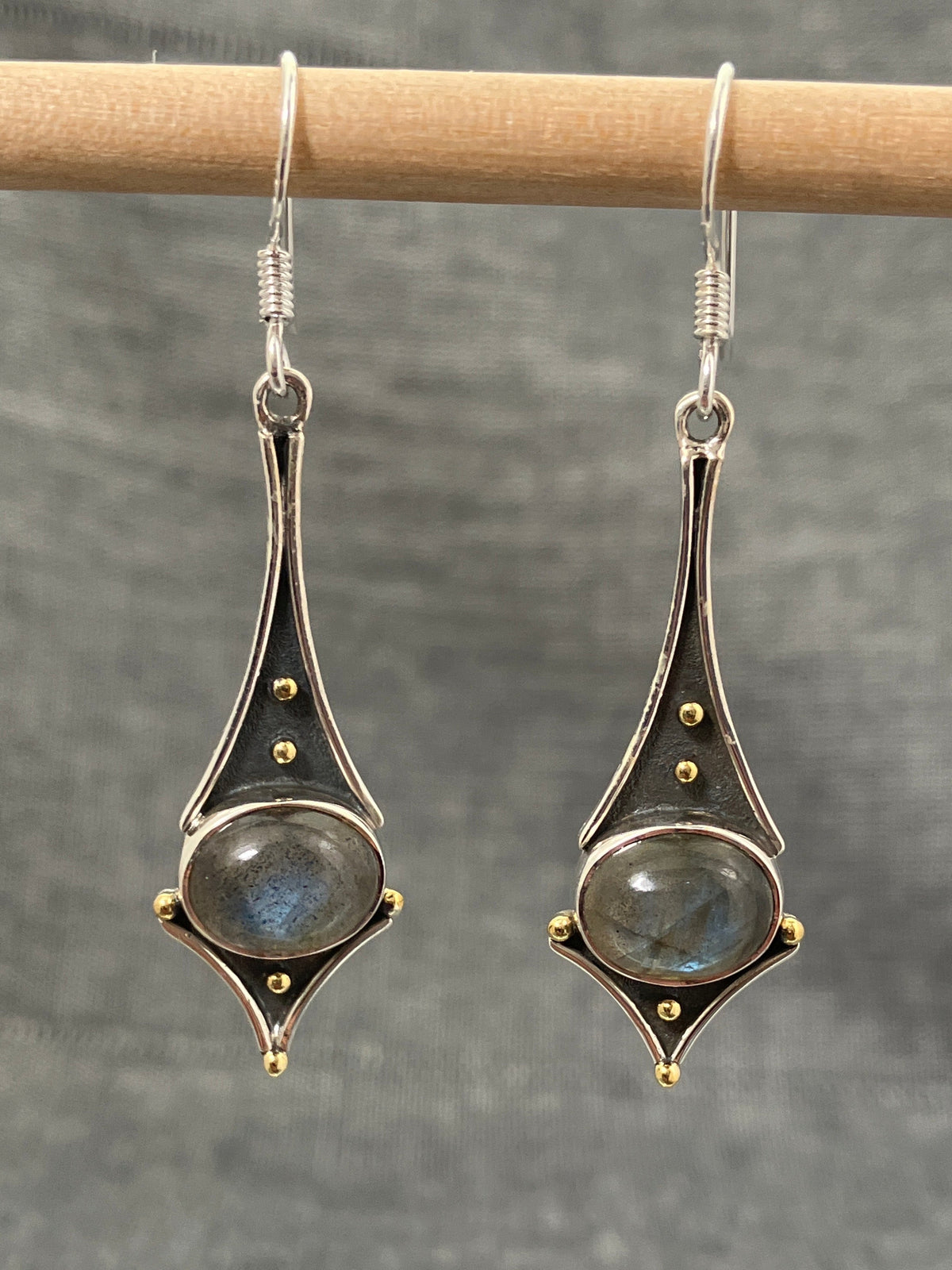 Labradorite Oxidised Kite Earrings