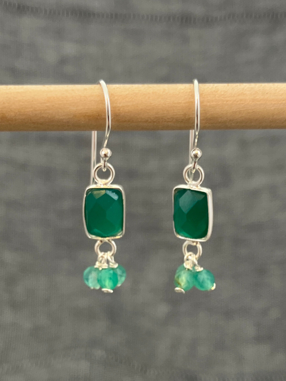 Green Onyx Tasselled Earrings