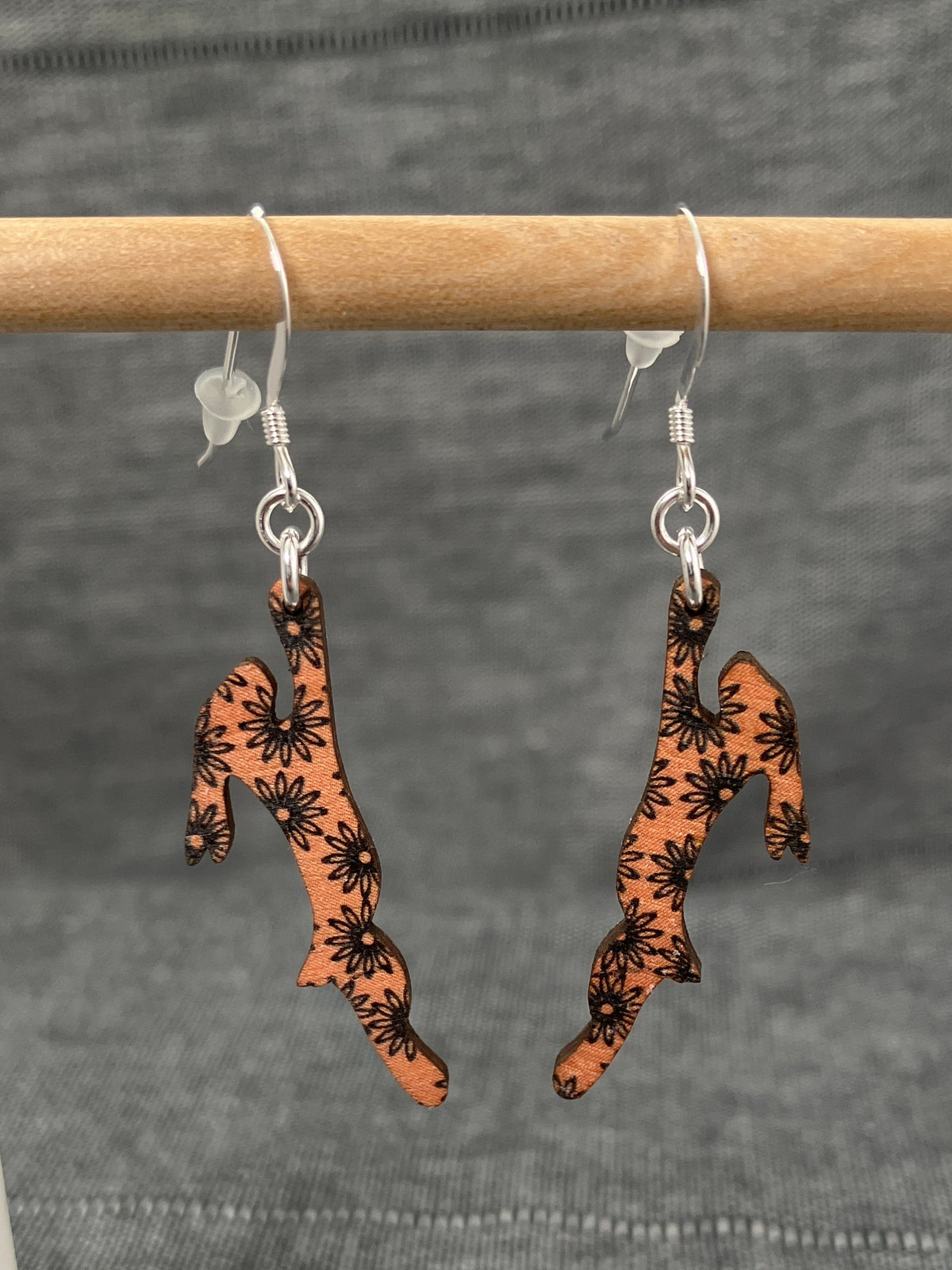 Wood Orange Hare Earrings