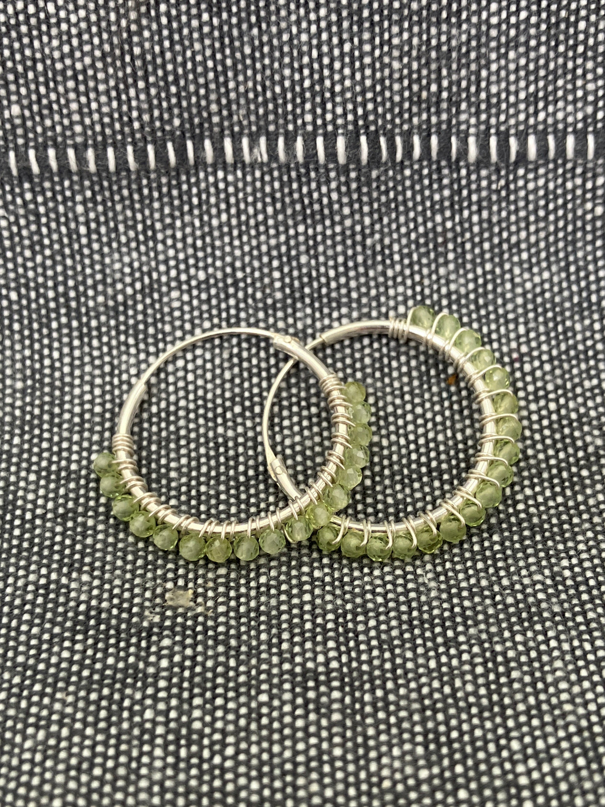 Peridot Cut Stone Hoops