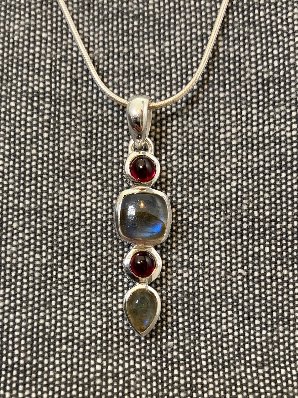 Labradorite And Garnet Pendant