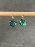 Inky Round Green Lines Earrings