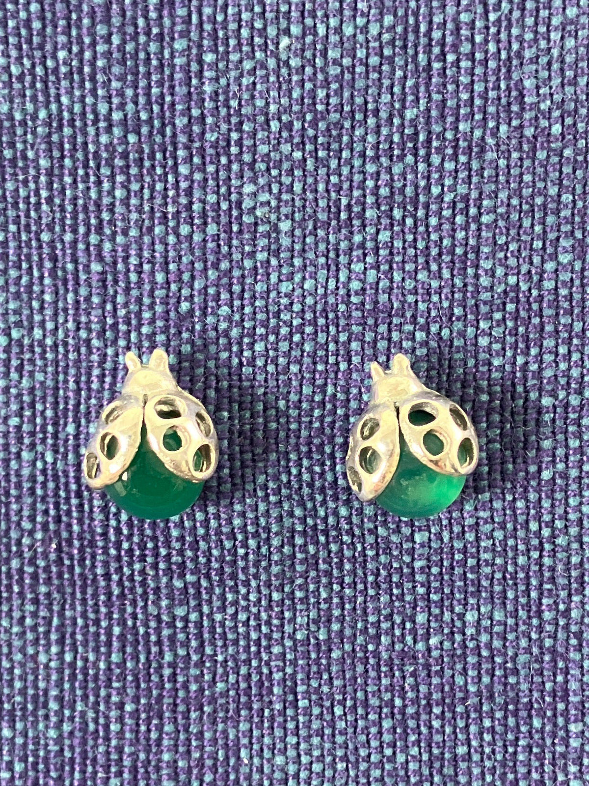 Green Onyx Ladybird Studs