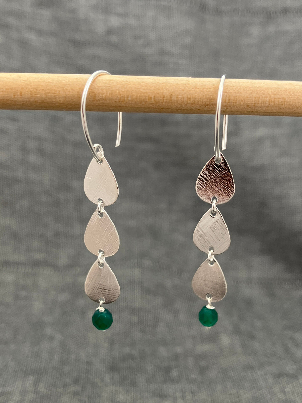 Green Onyx Triple Drop Earrings