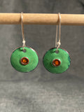 Green Disc Earrings