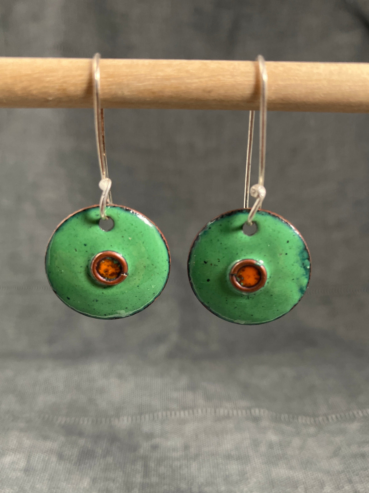 Green Disc Earrings