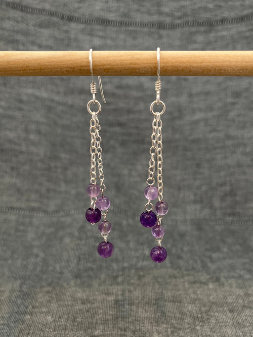 Amethyst Bead Dangle Earrings