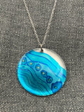 Inky Blue Seascape Disc Necklace