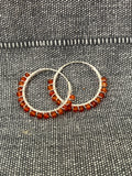 Carnelian Cut Stone Hoops