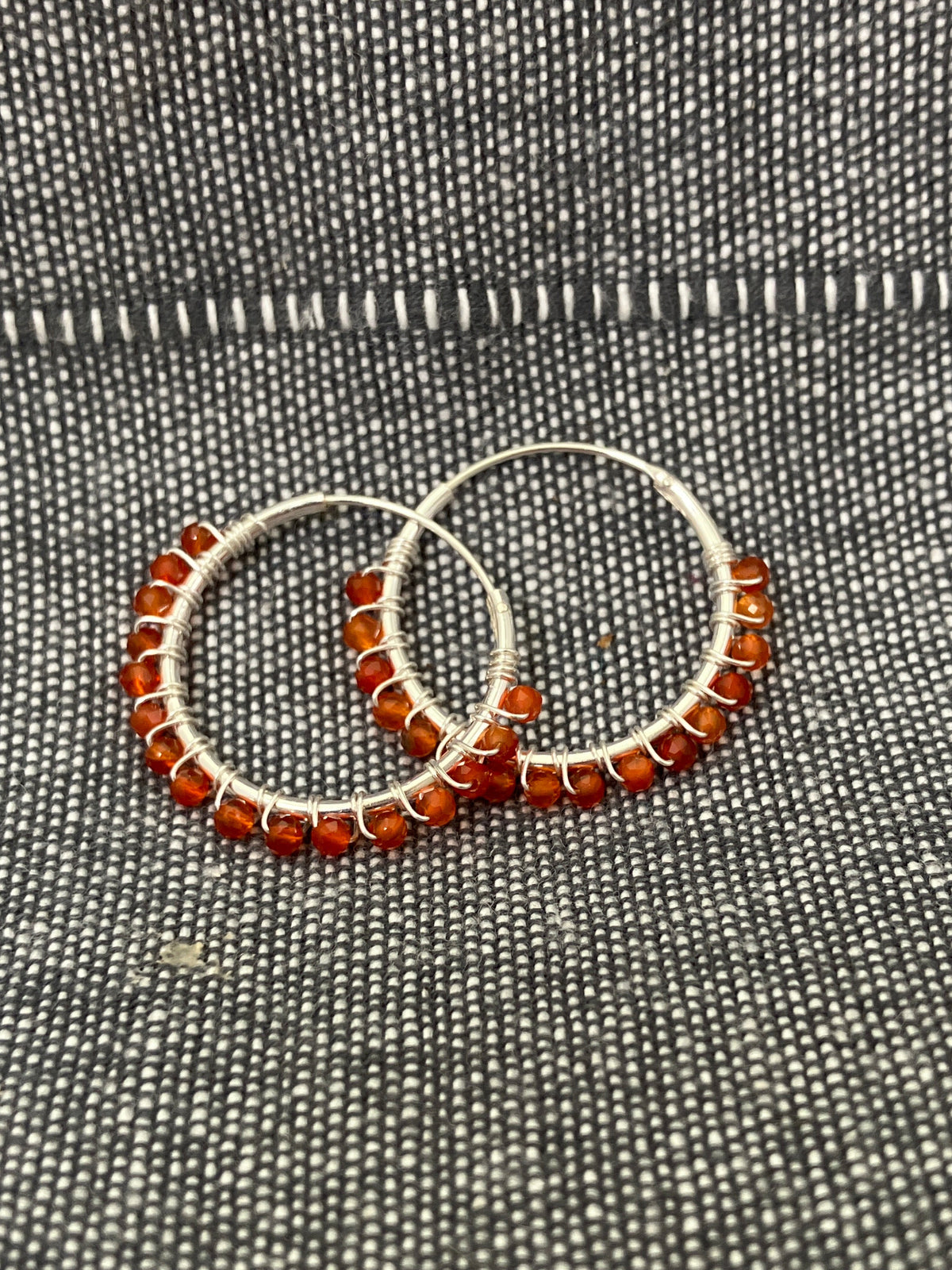 Carnelian Cut Stone Hoops