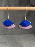 Lilac Blue Double Fan Earrings
