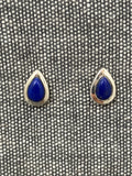 Lapis Framed Pear Studs