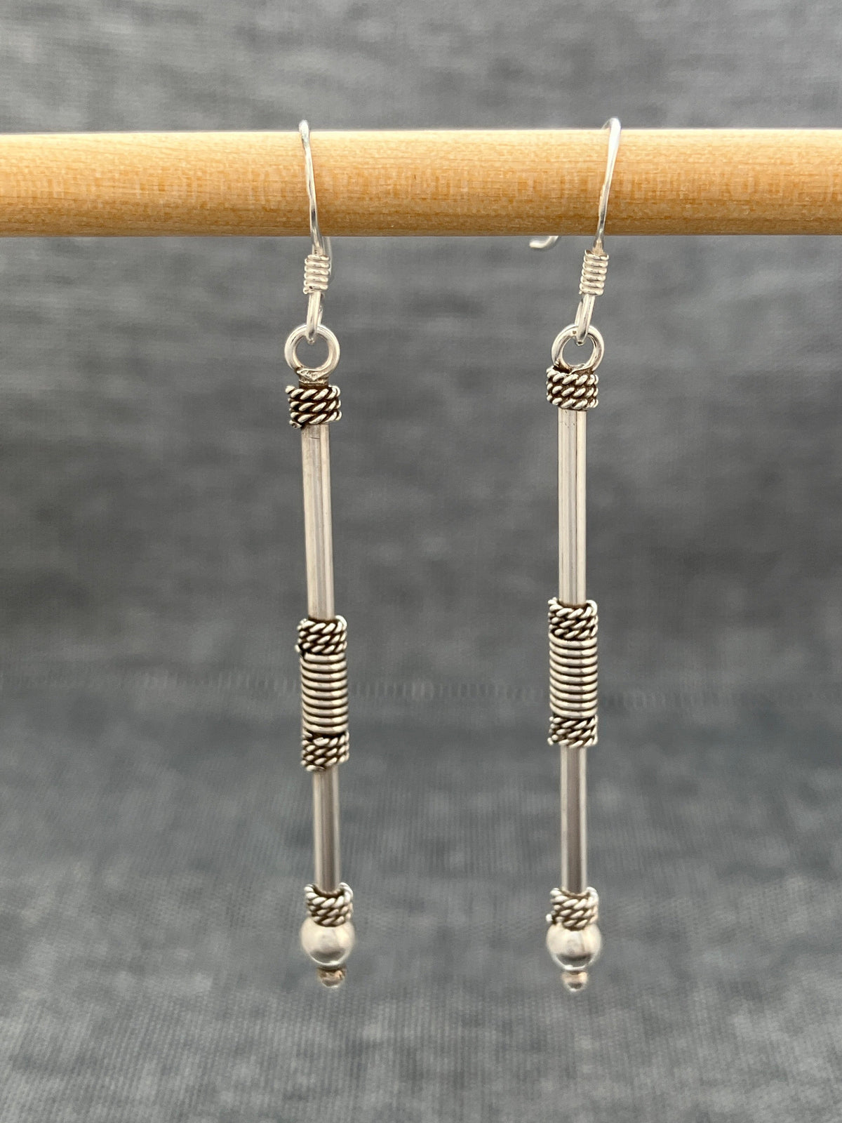 Long Bound Bali Stick Earrings