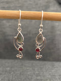 Labradorite And Garnet Curlicue Earring