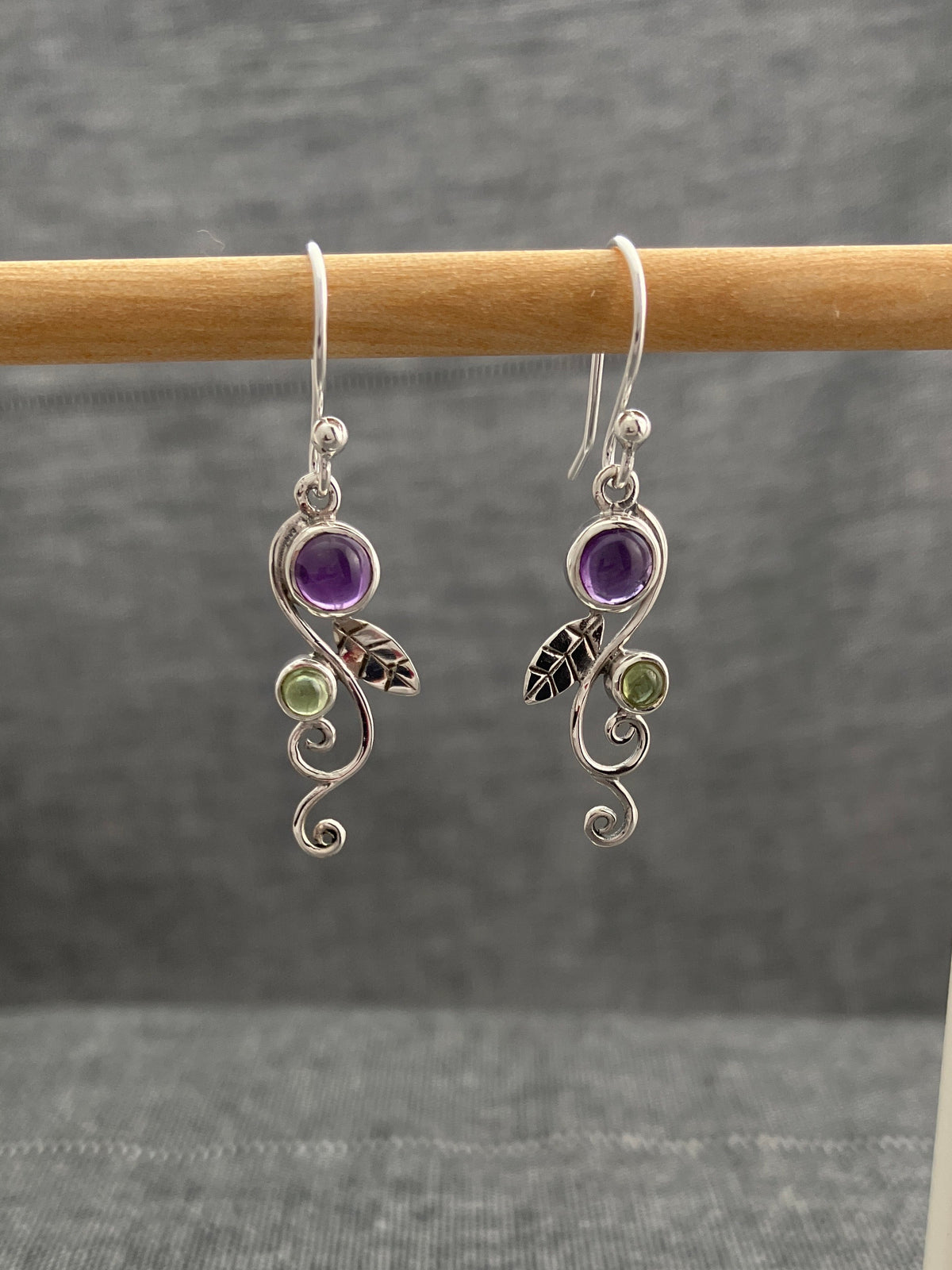 Amethyst And Peridot Tendril Earring