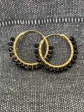 Black Onyx Gold Plated Stone Hoops