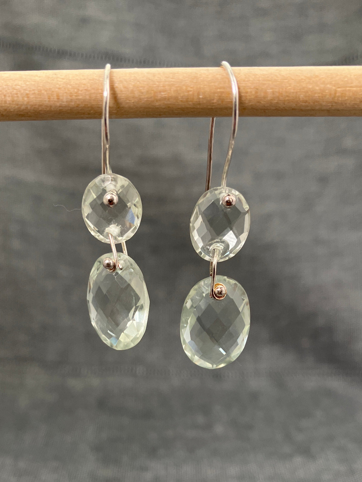 Green Amethyst Double Drop Earrings