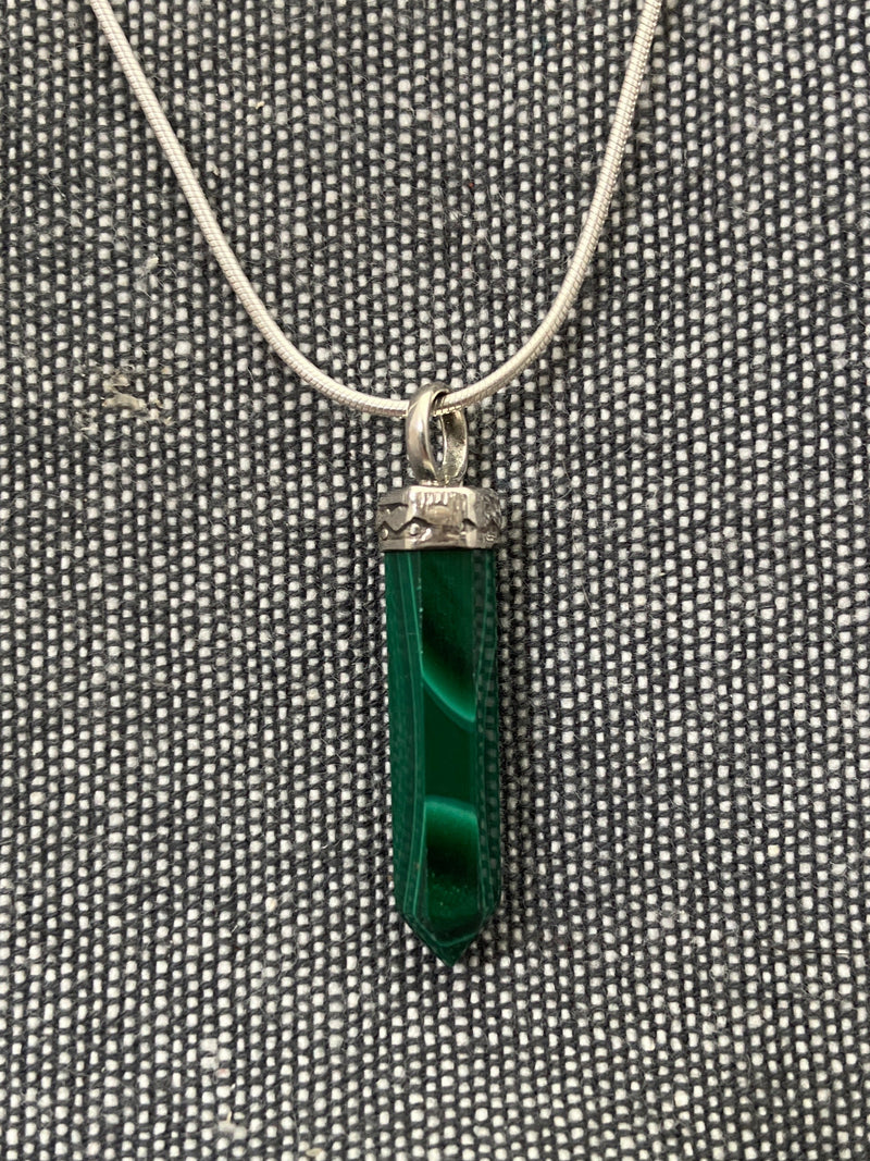 Malachite Silver Topped Point Pendant