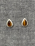 Tigers Eye Framed Pear Studs