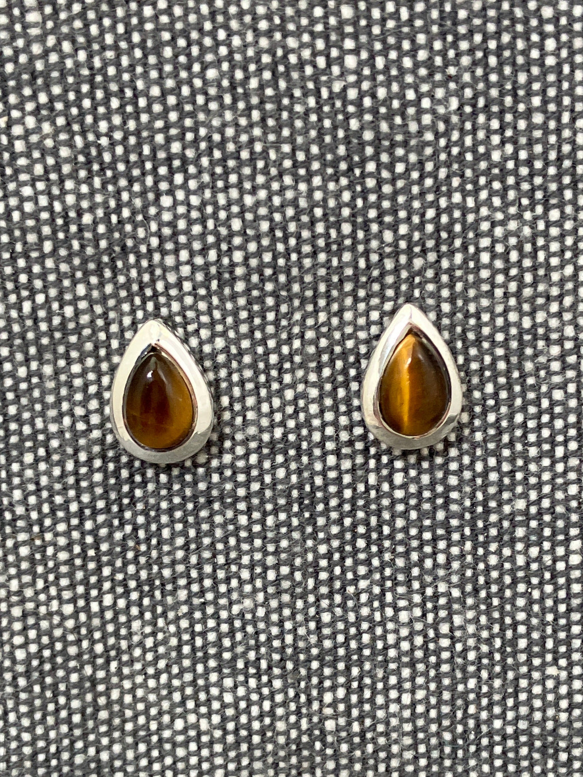 Tigers Eye Framed Pear Studs