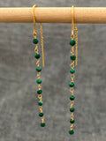 Malachite Chain Gold Plated Earrings