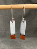 Light Grey Copper Tip Rectangle Earrings