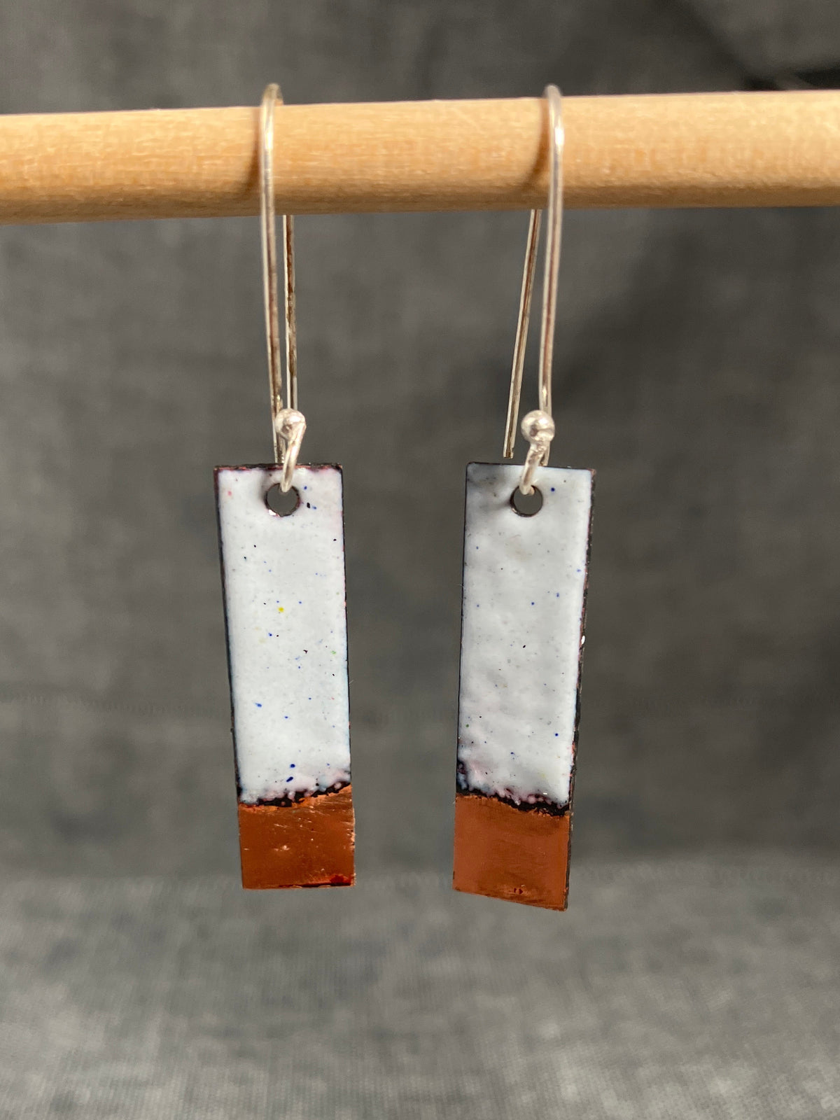 Light Grey Copper Tip Rectangle Earrings
